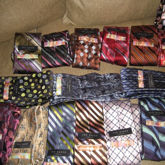 ❤️25 LOT TED BAKER Neckties Ties Paisley Stripe Polka Dot Retro Collector Lot - Picture 11 of 14